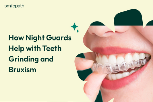 A girl applying a dental mouth guard for teeth grinding.