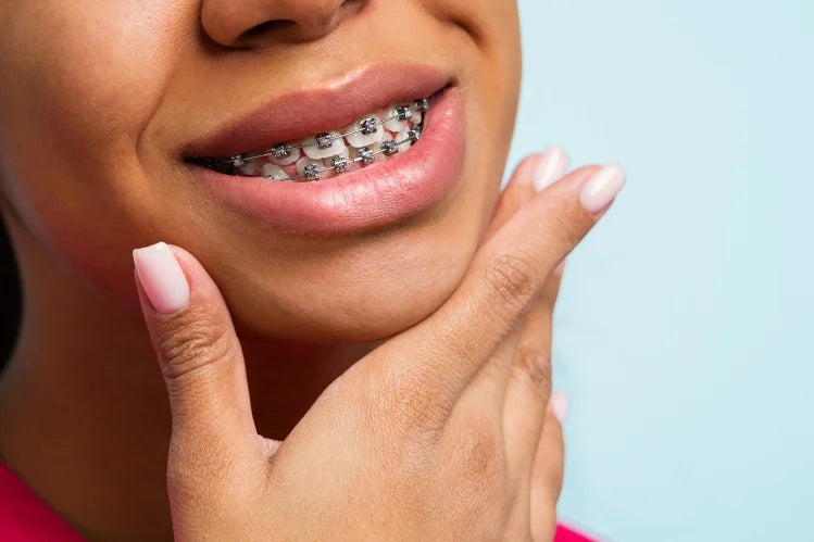 A woman with increased lip size due to wearing braces