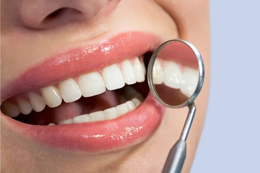 view of the bottom teeth through reflecting mirror