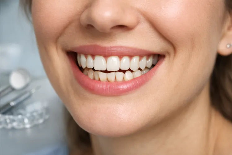 An image shows the top teeth straight and the bottom crooked
