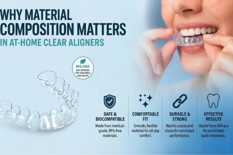 An image shows a clear aligner material composition