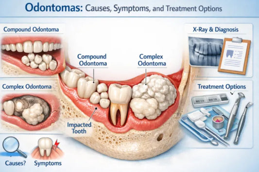 An image shows odontoma types, diagnosis, and treatment