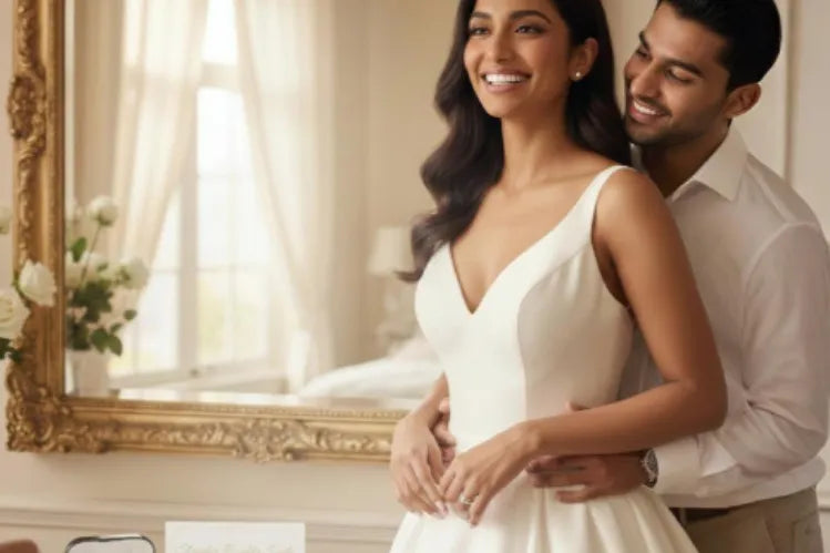  A smiling bride and groom