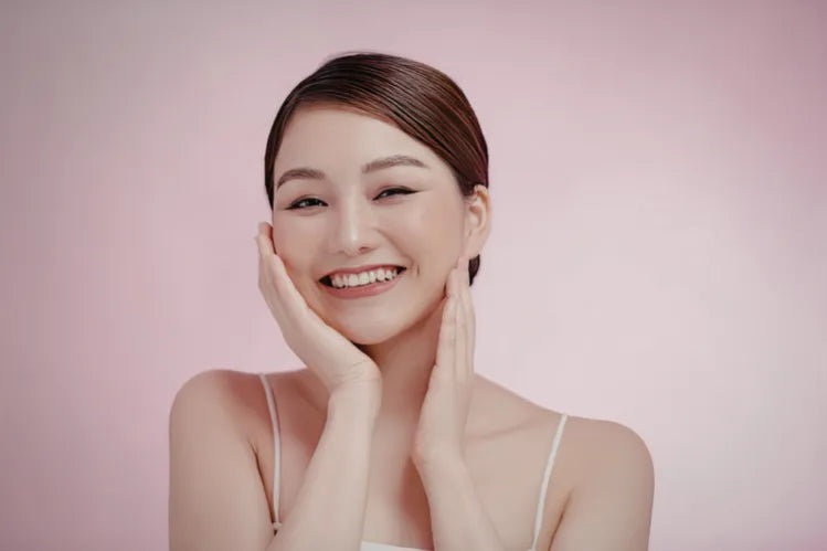 A girl is showing her perfect smile