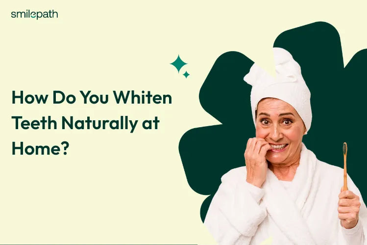 An old woman in a bathrobe holding a toothbrush and making a confused face 